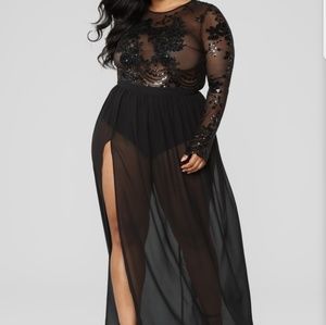 Black sheer sequin maxi dress